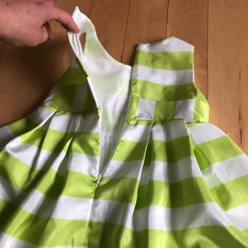Gymboree sleeveless lime green & white striped spring Easter fancy dress size 2T